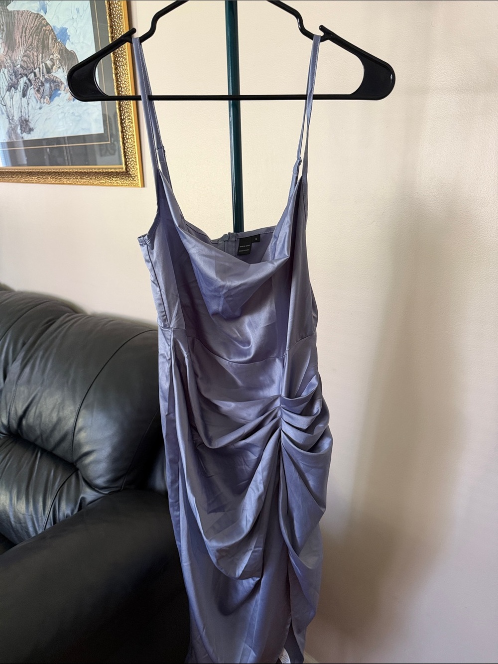 Silky Lavender Ruched Slip Dress